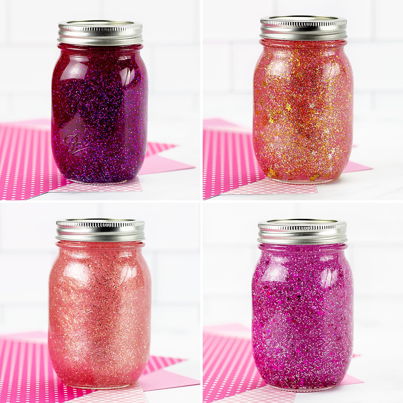 4 Pink Glitter Jar Styles