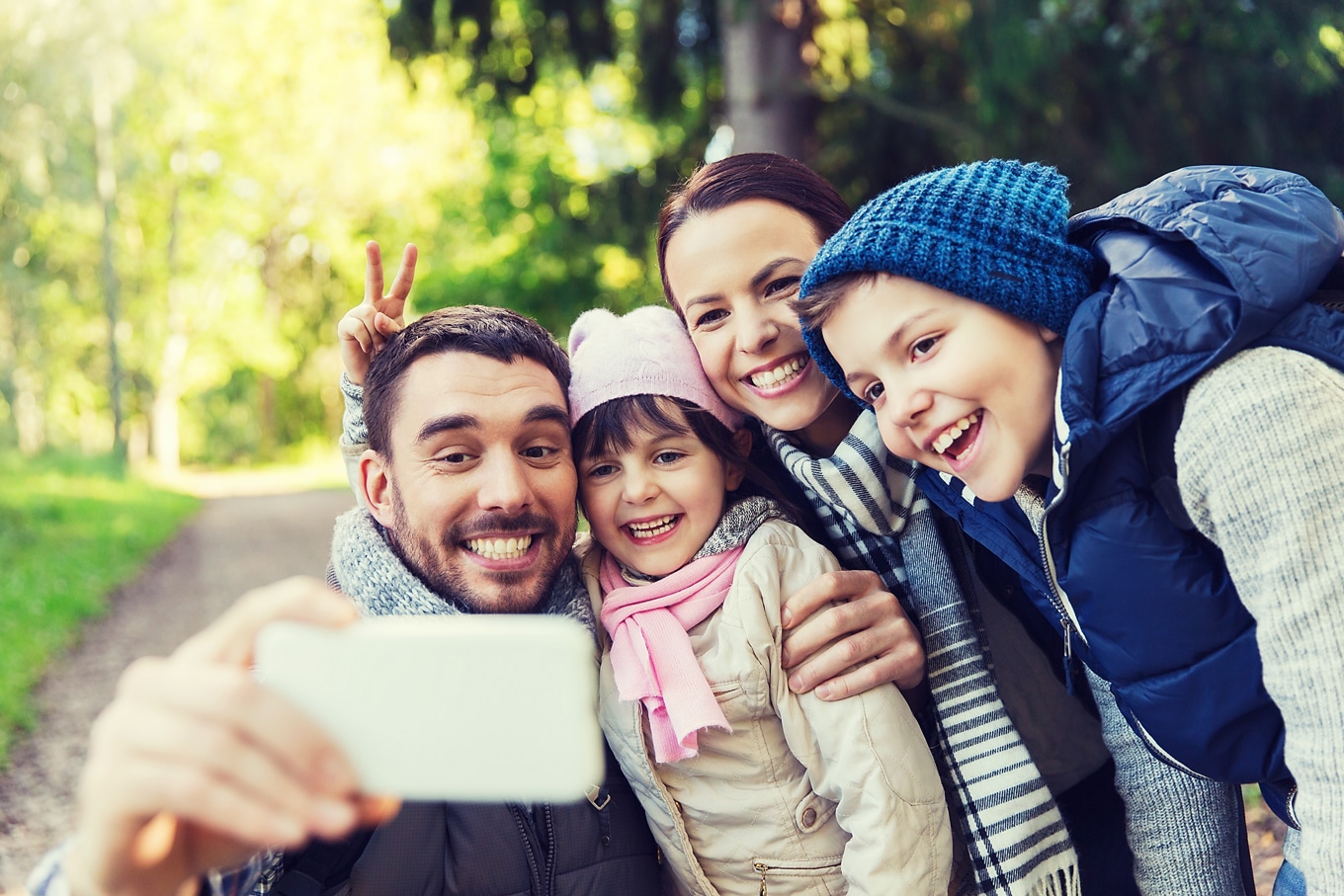 Family Taking a Selfie in Nature Family Taking a Selfie in Nature
