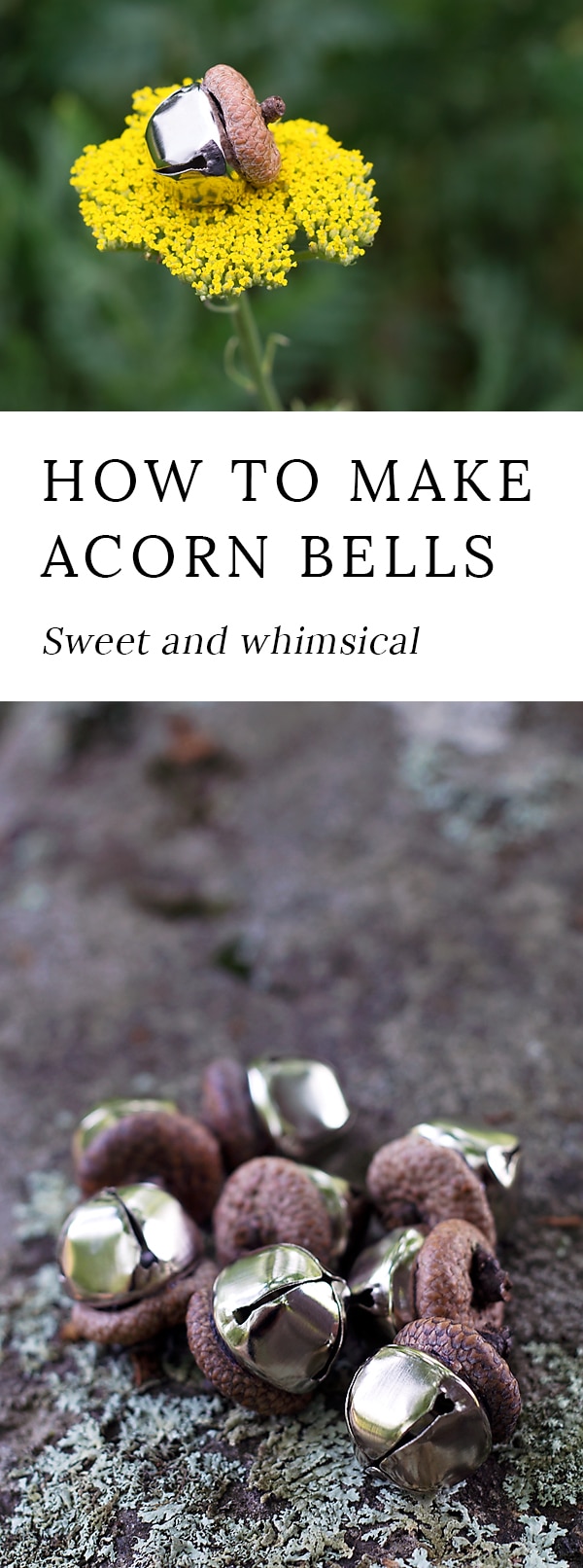 Acorn Bells, an easy nature craft for kids, are a sweet addition to gardens, fairy houses, or fall decor.