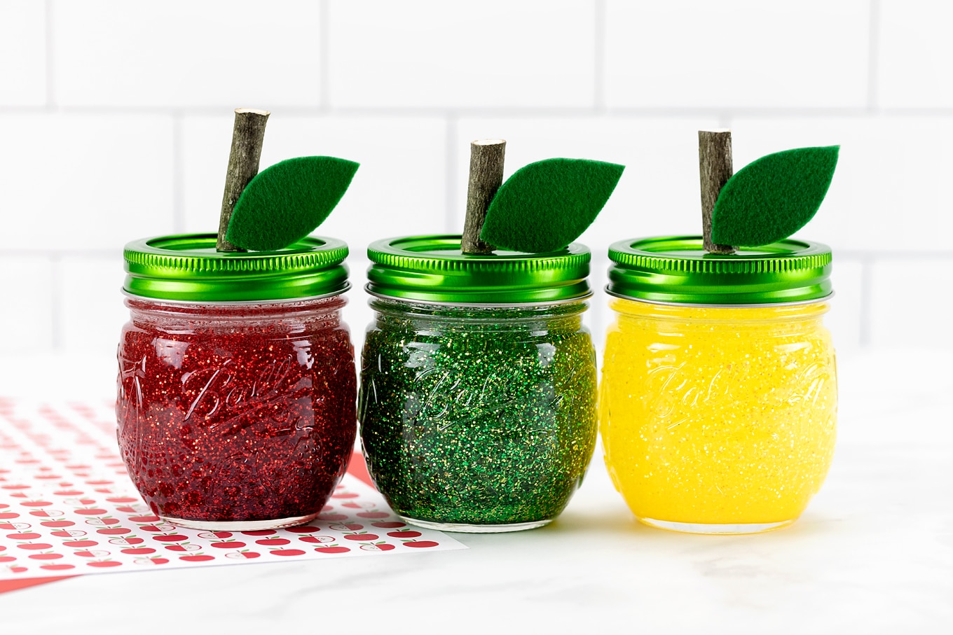 Apple Glitter Jars Apple Glitter Jars