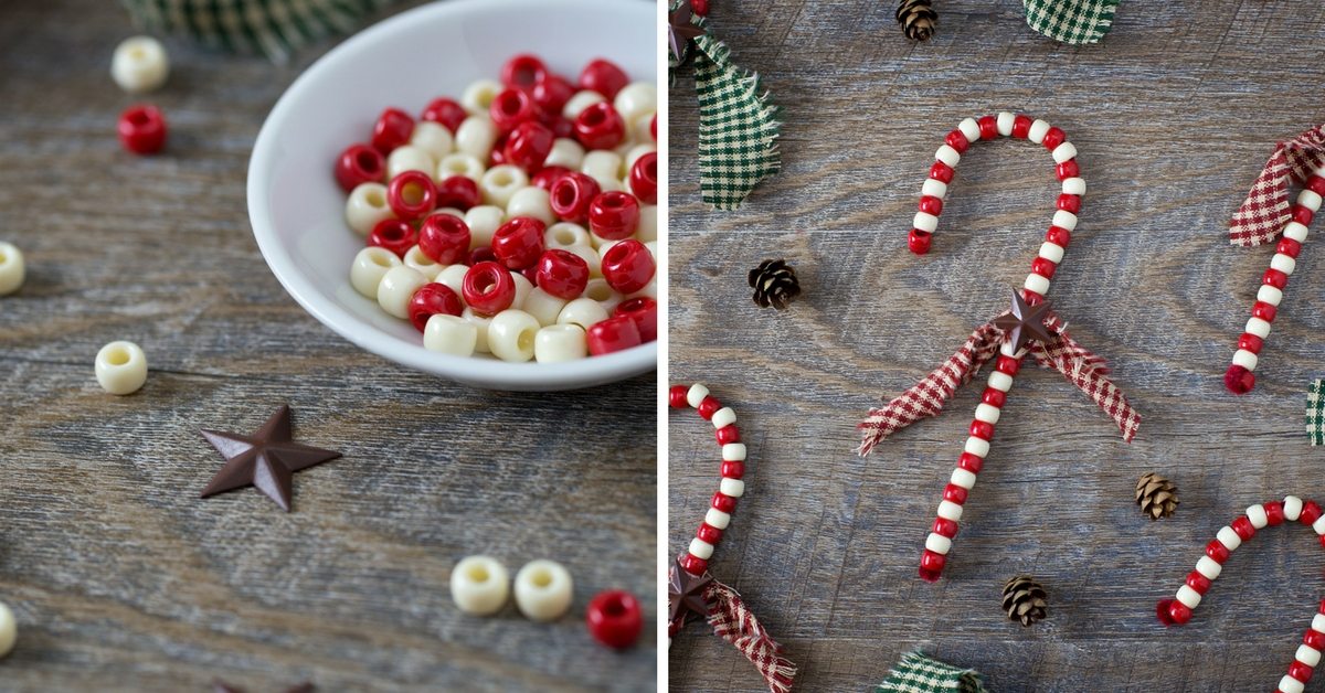 pipe cleaner candy canes with beads