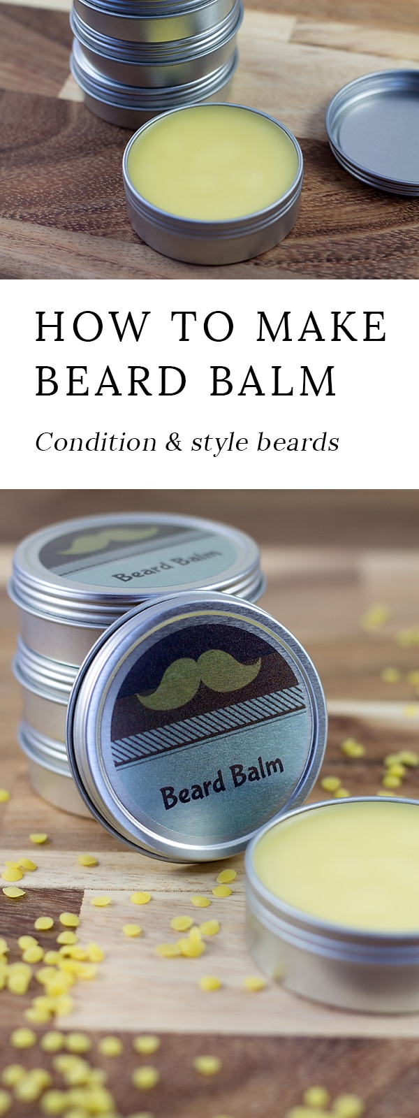Cedarwood Beard Balm is an easy and thoughtful DIY gift for him that helps keep beards soft and tame during the harsh winter months.