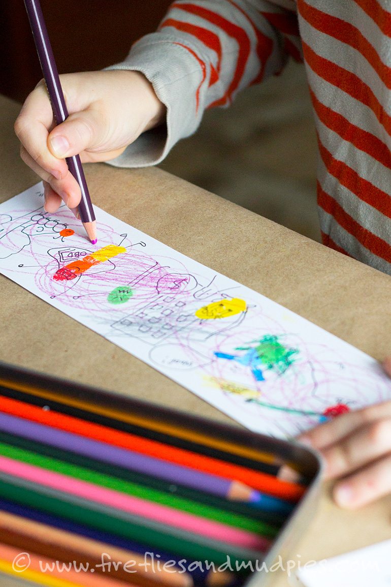 Fingerprint Cartoons with Kids | Fireflies and Mud Pies
