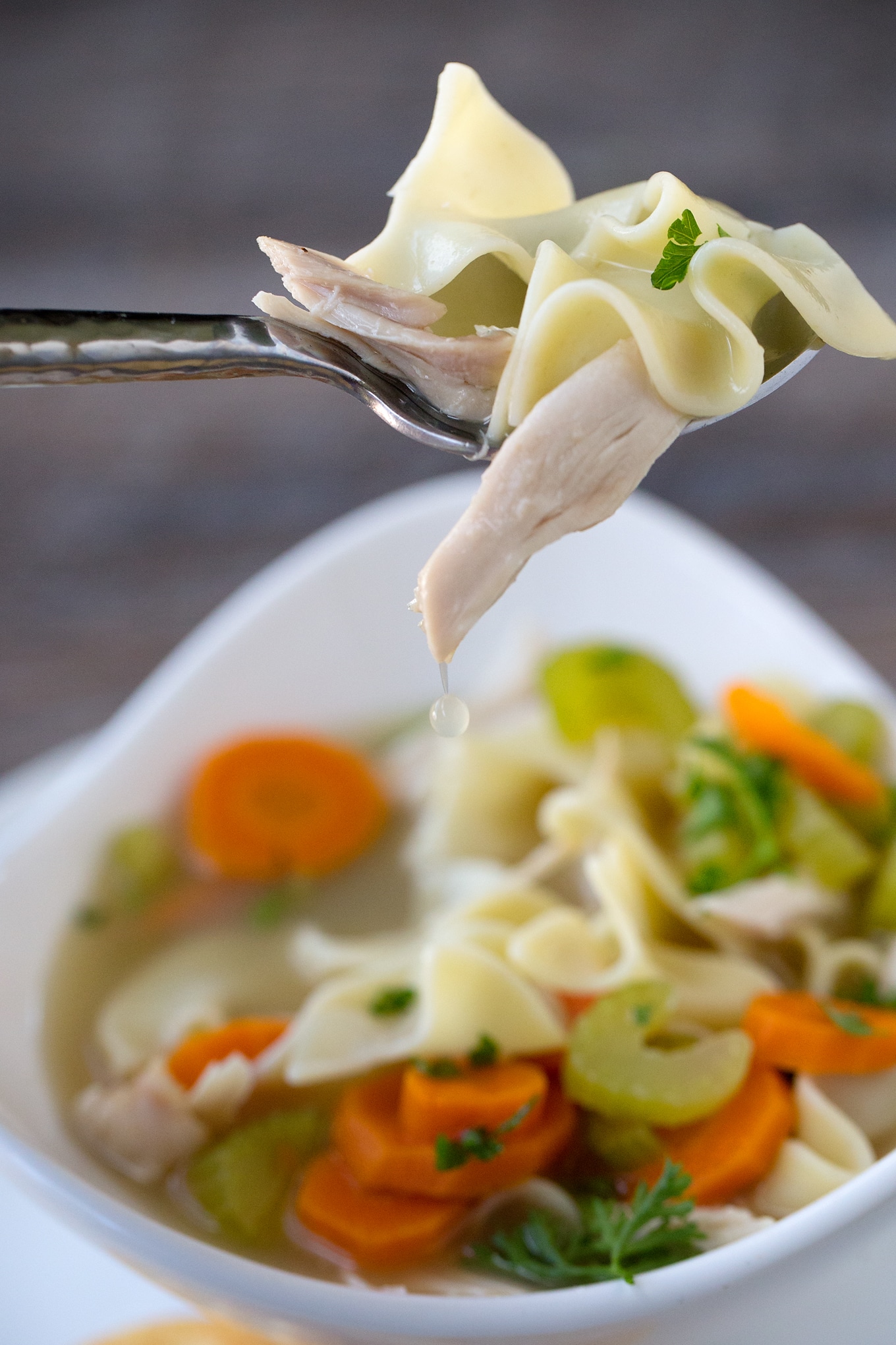 Chicken Noodle Soup This simple and comforting Homemade Chicken Noodle Soup is loaded with healthy vegetables, soft noodles, and tender shredded chicken. My family loves the classic flavor and I love that it can be made quickly.