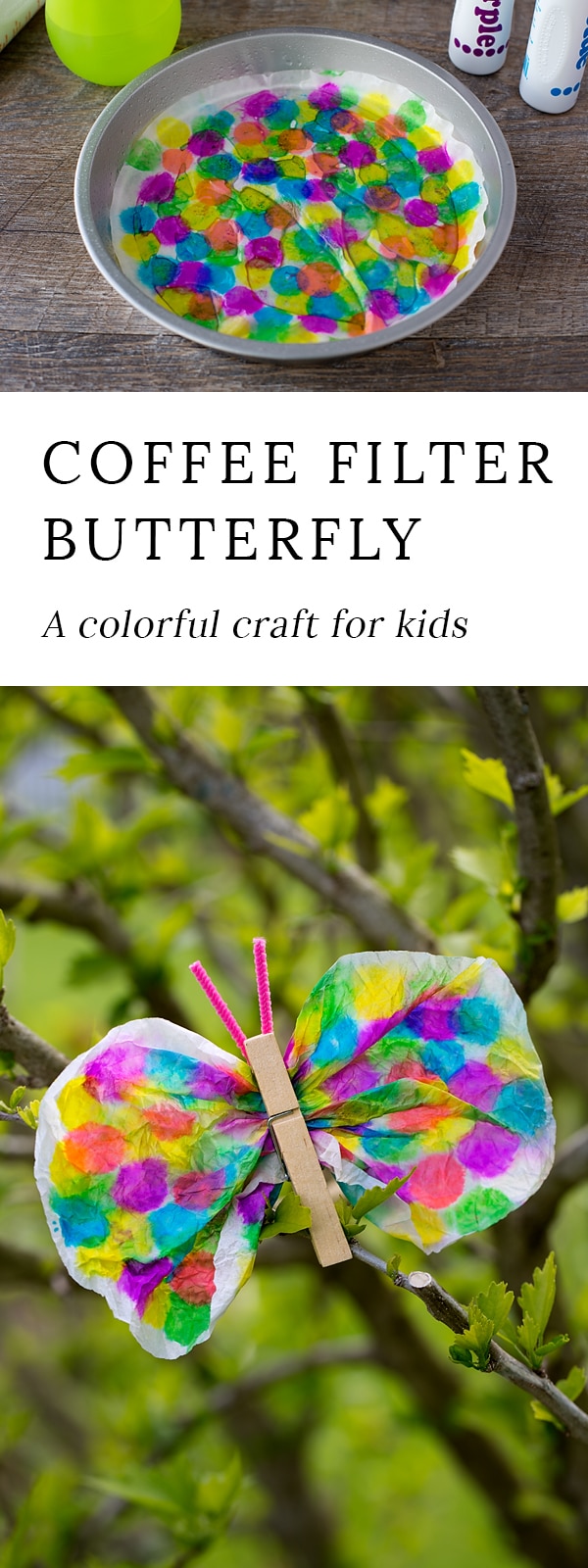 Not only is this Coffee Filter Butterfly Craft lovely, but it is packed with fine-motor skills. Dabbing, squeezing, scrunching, pinching…it's perfect for kids!