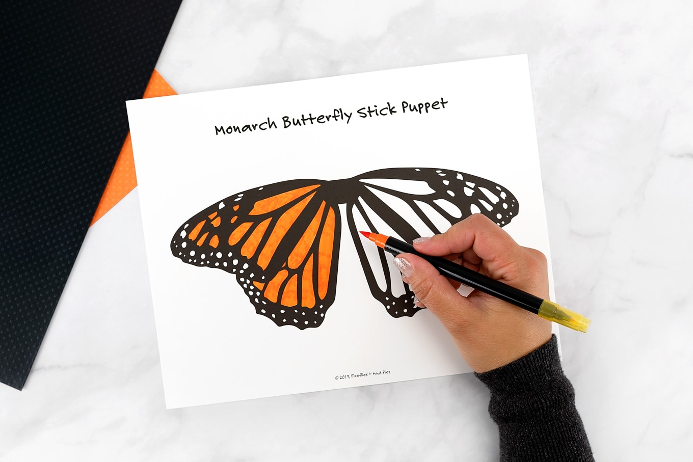 Monarch Butterfly Stick Puppet Template Monarch Butterfly Stick Puppet Template