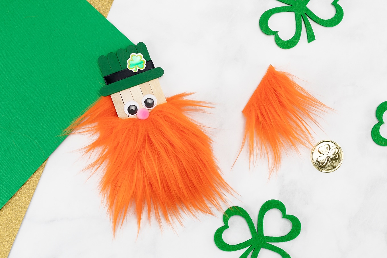 Popsicle Stick Leprechaun Craft In-Process