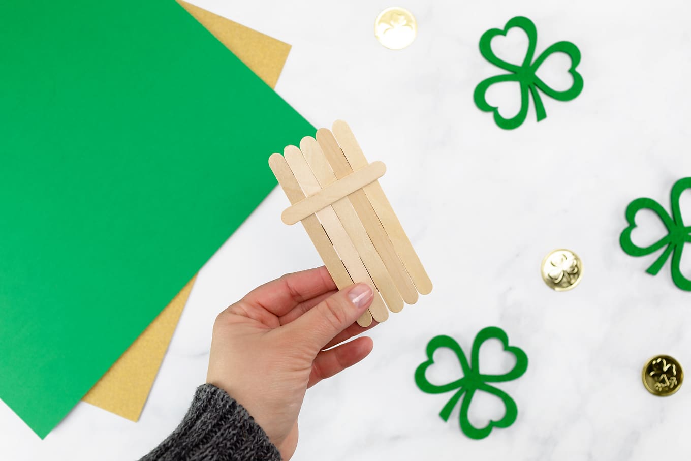 Craft Stick Leprechaun In-Process Craft Stick Leprechaun In-Process