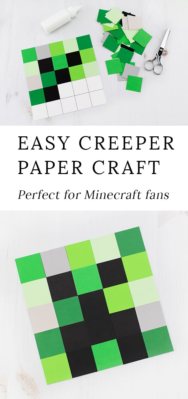 This easy, low-prep creeper craft is perfect for Minecraft fans of all ages. This paper craft includes a 3 free creative templates! #minecraftcrafts #creepercrafts #papercrafts #printablecrafts #minecraft