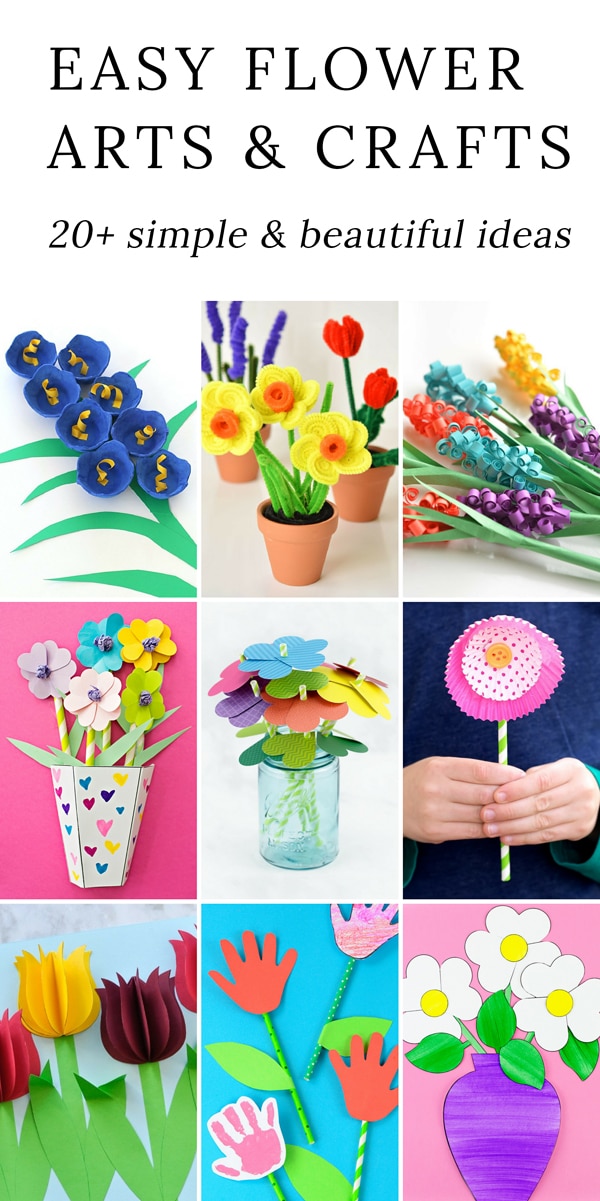 These easy and beautiful flower crafts for kids are perfect for spring crafting, Mother's Day, or just an afternoon of fun!