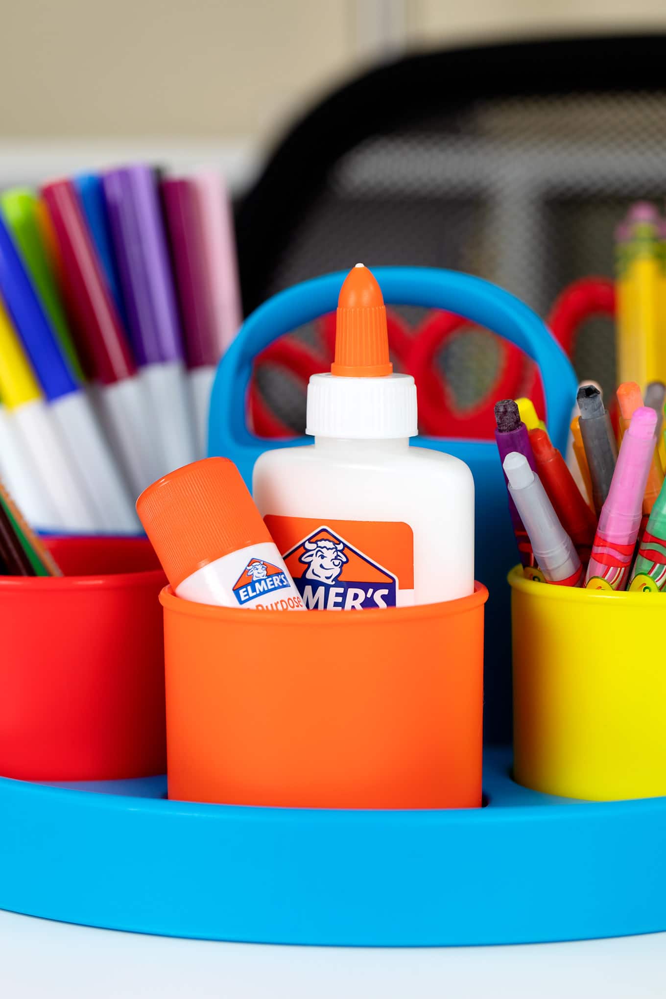 Colorful School Supply Caddy for a Kids Homework Station Colorful School Supply Caddy for a Kids Homework Station