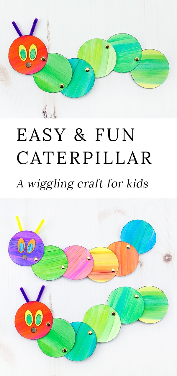 Looking for an easy and fun caterpillar craft for kids? Inspired by The Very Hungry Caterpillar, our simple caterpillar craft includes a printable template, making it perfect for home or school. #caterpillarcrafts #springcrafts #kidscrafts #papercrafts #veryhungrycaterpillarcrafts