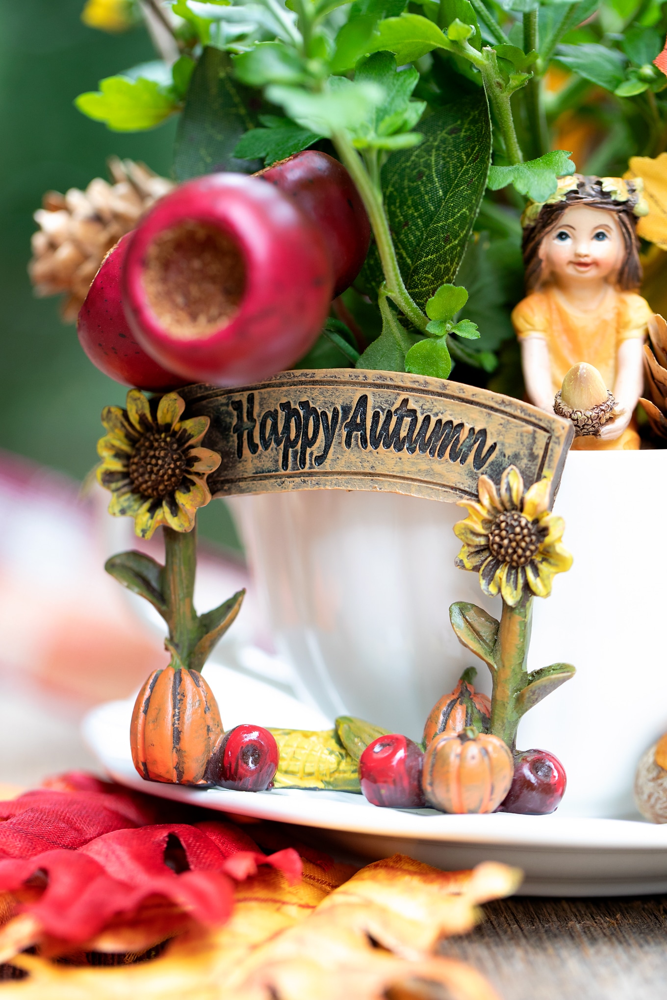 Cheerful Fall Teacup Garden