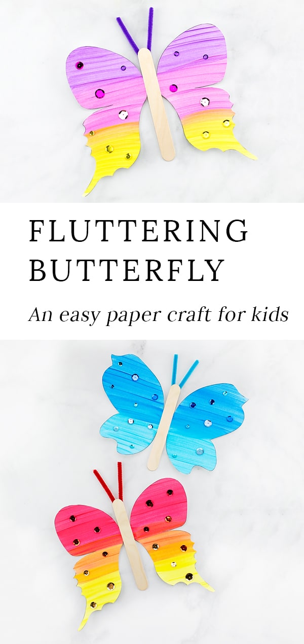 Looking for a colorful and engaging paper butterfly craft for kids? This fluttering butterfly craft includes a printable template, making it perfect for home, school, or special butterfly programs at libraries, museums, or butterfly exhibits. #butterflycrafts #preschoolcrafts #papercrafts #easycraftsforkids