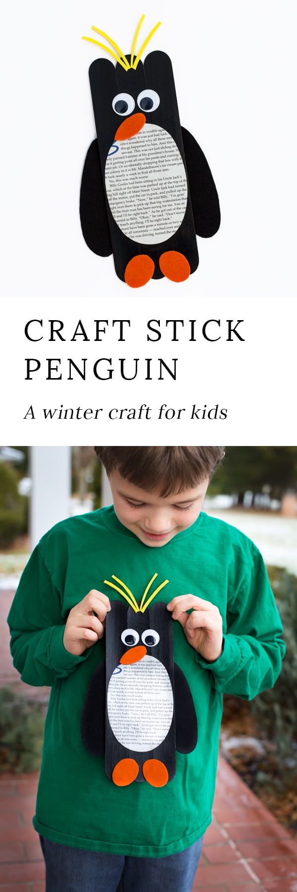 Crafters of all ages will enjoy making Giant Craft Stick Macaroni Penguins. Such a fun craft for winter!