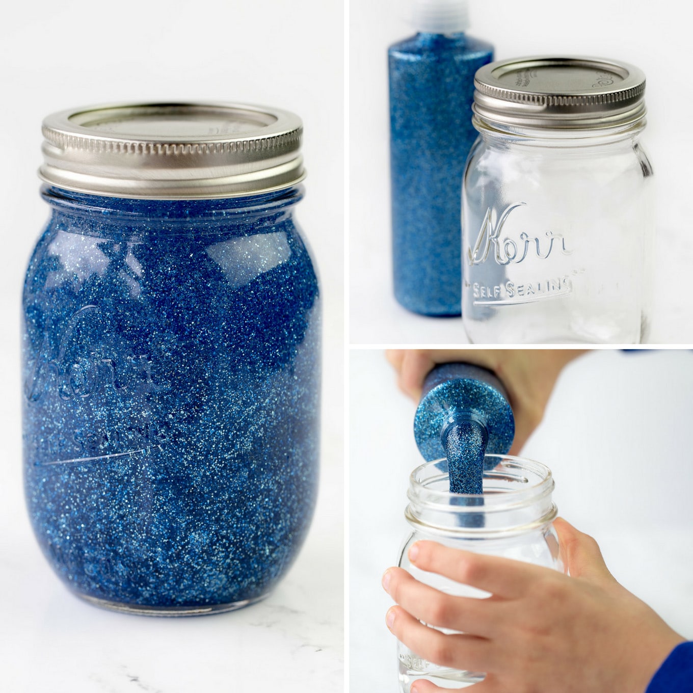 Blue Glitter Jar In-Process