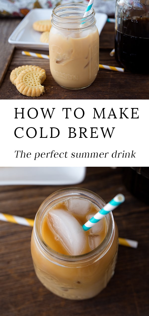 Just in time for summer, learn how to make delicious coffee shop style Cold Brew Coffee right in your own kitchen. #coffeerecipes #coldbrewcoffee #drinkrecipes #coffee #summerdrinks