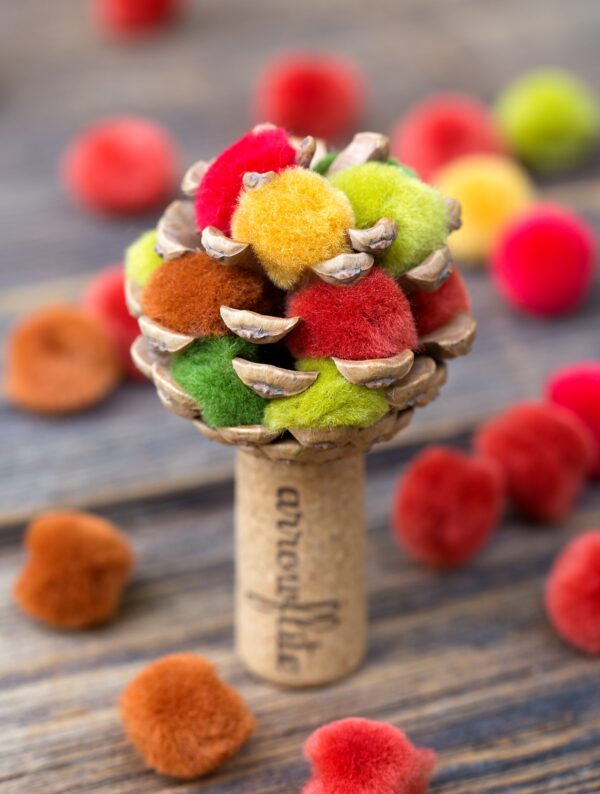 How to Make a Colorful Fall Tree with Pine Cones and Pom Poms