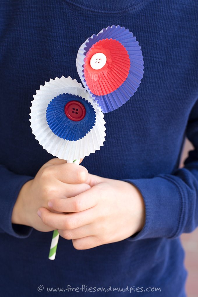 Patriotic Cupcake Liner Flowers