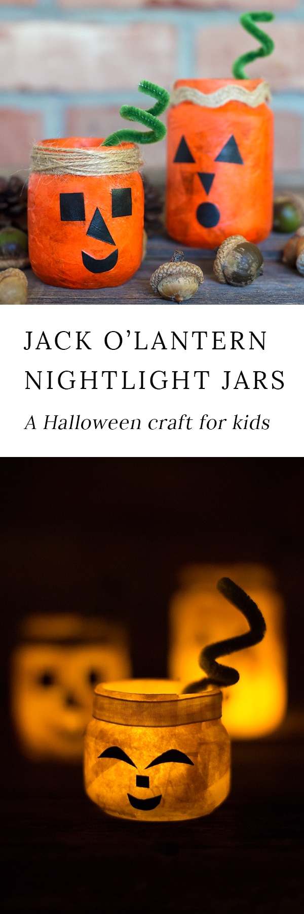 Kids of all ages will love creating a colorful and fun Jack O'Lantern Nightlight Jar for Halloween. This glowing Halloween craft is perfect for school or home.