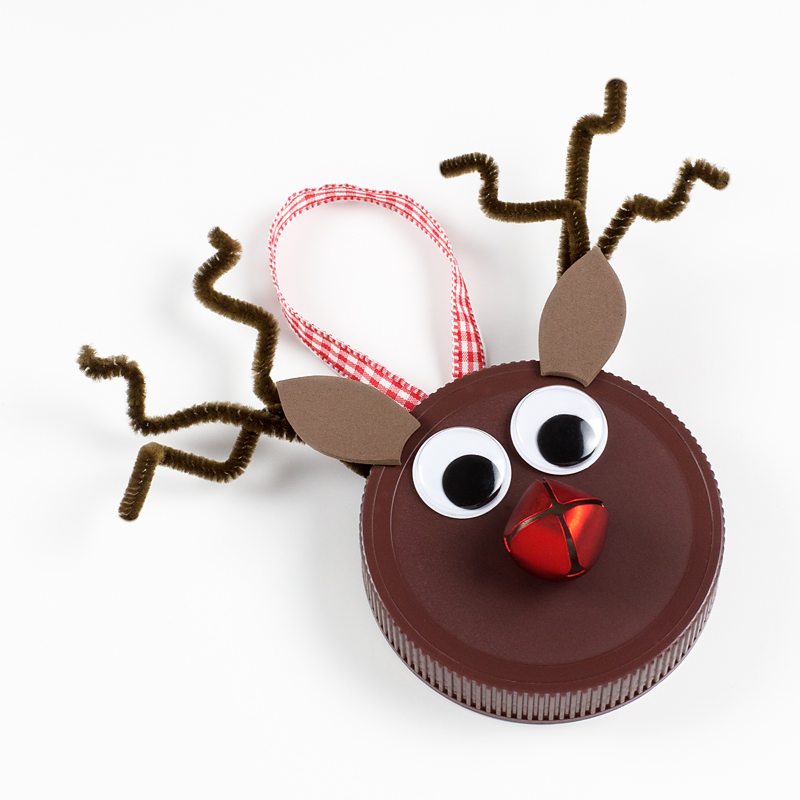 Jar Lid Reindeer Ornament
