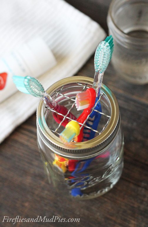 Mason Jar Toothbrush Holder | Fireflies and Mud Pies