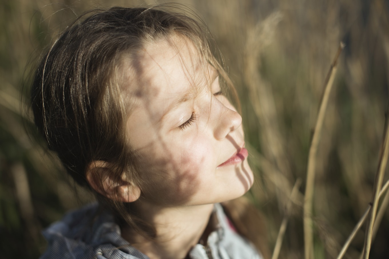 Girl Practicing Mindfulness in Nature Girl Practicing Mindfulness in Nature