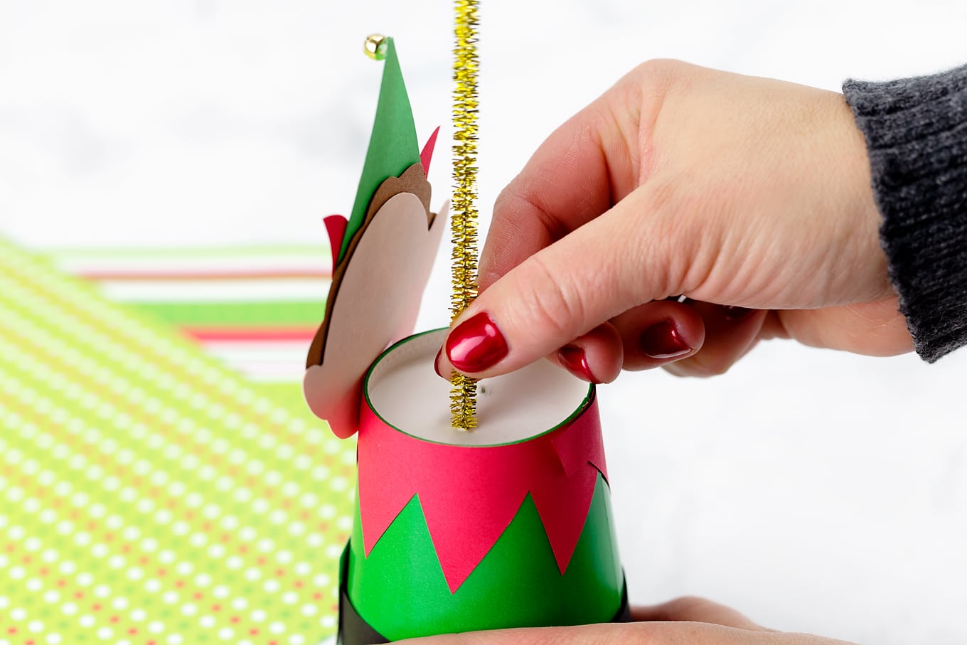 Paper Cup Elf In-Process