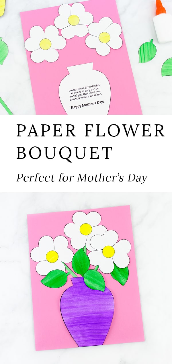 Just in time for spring, kids of all ages will enjoy creating a darling Paper Flower Bouquet Craft with paper hearts, paint, and, our easy printable template. This easy kids craft requires minimal supplies, making it perfect for home or school. #flowers #kidscrafts #preschoolcrafts
