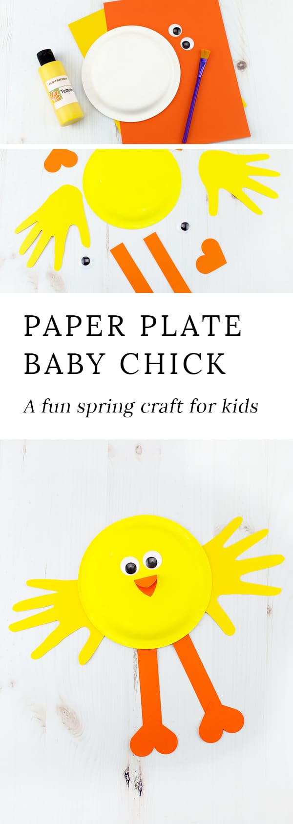 Looking for an easy and fun spring craft for kids? This vibrant Paper Plate Chick Craft, created from construction paper and a paper plate, is perfect for welcoming spring at home or school!