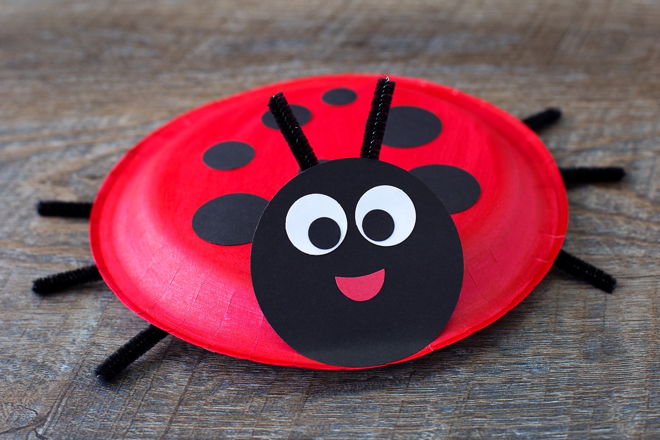 Learn how to make a simple Paper Plate Ladybug with kids. It's perfect for summer, insect lovers, and for strengthing fine-motor skills. #paperplatecraftsforkids #ladybugcrafts #easycraftsforkids How to Make a Paper Plate Ladybug