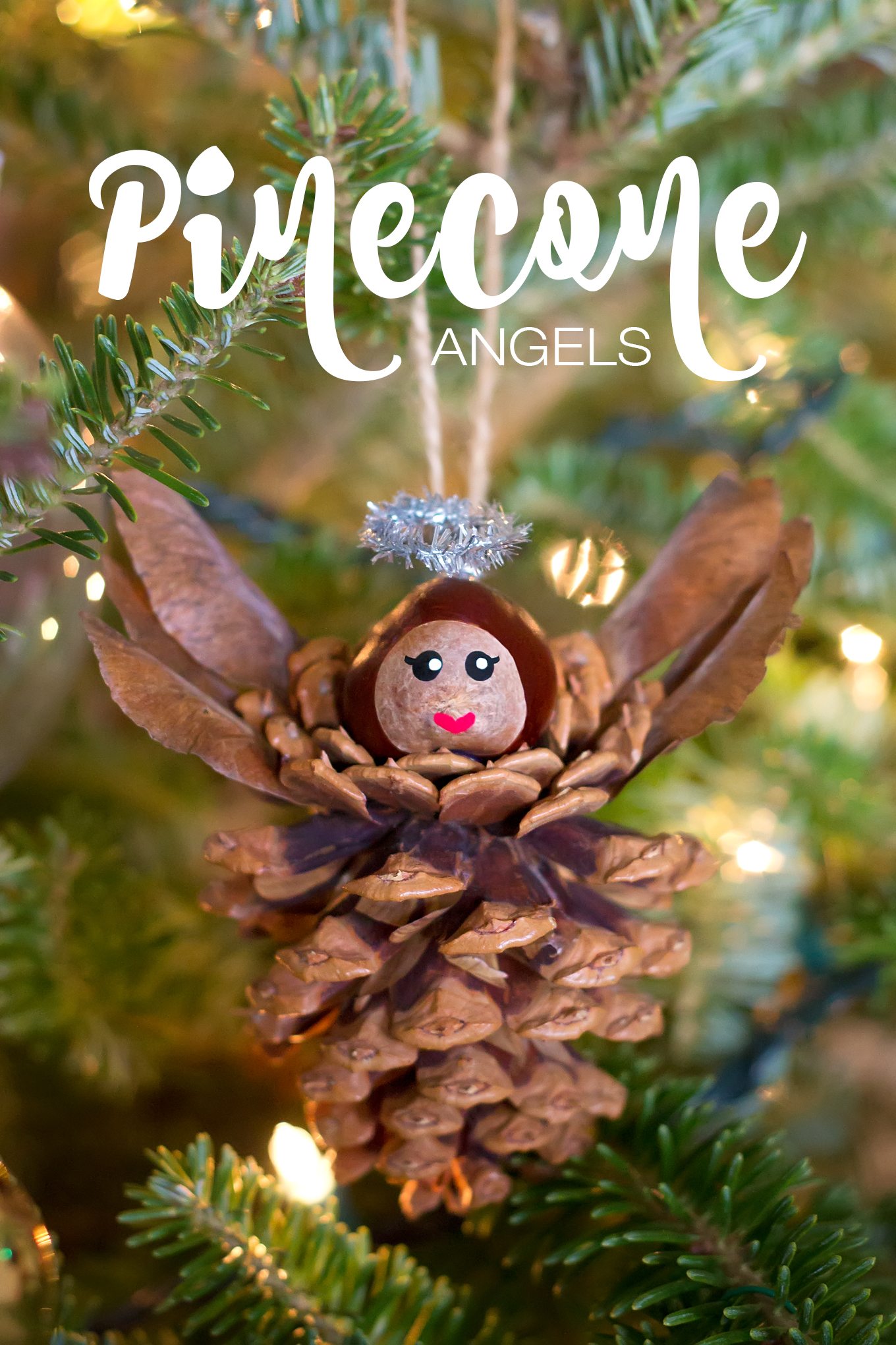 Pinecone Angel Ornaments are a charming Christmas nature craft for kids. This ornament is simple, sweet, and fun for crafters of all ages.