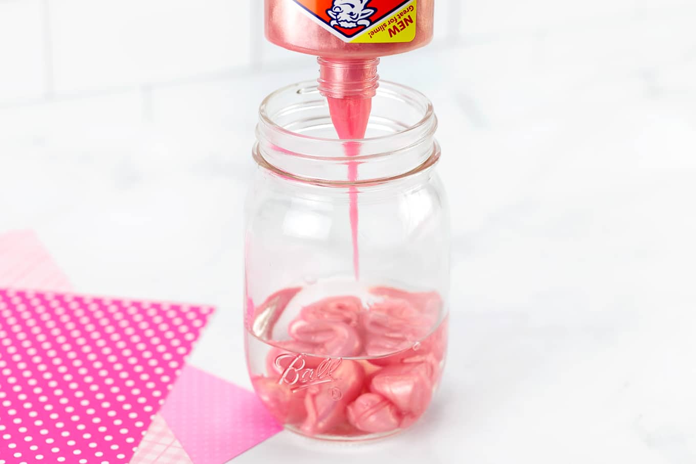 Pink Glitter Jar In-Process