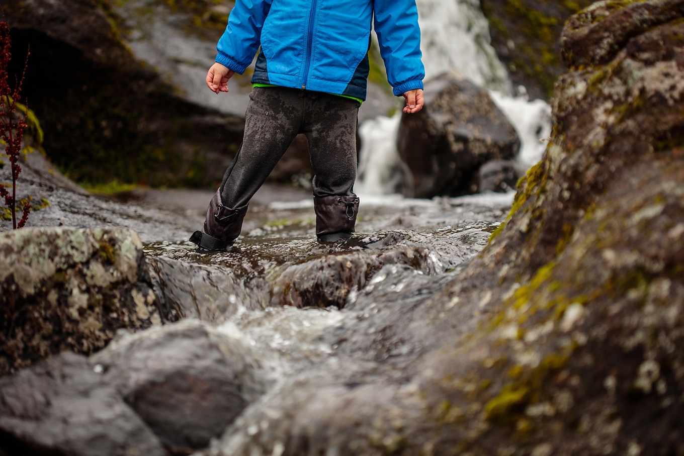 Child Playing in Creek on Nature Walk Child Playing in Creek on Nature Walk