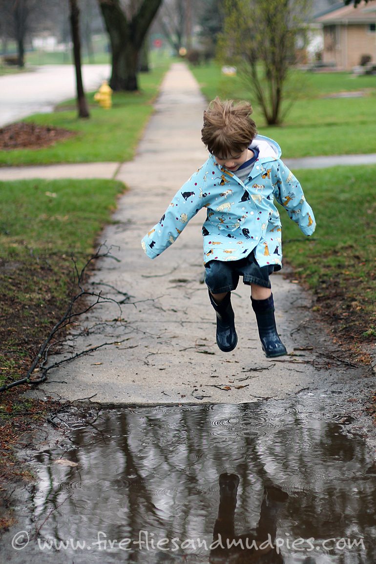 So much fun! Puddle jump on a rainy day!