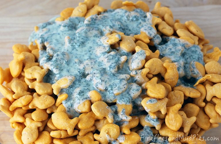 Ranch Seasoning over Goldfish Crackers