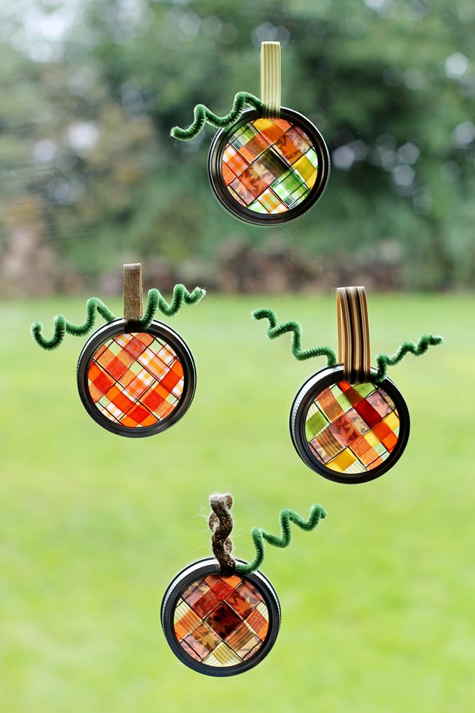 Scrap Ribbon Pumpkin Suncatchers
