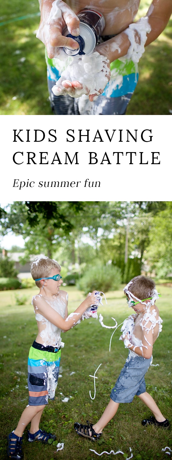 Make this summer unforgettable! Enjoying a Shaving Cream Battle is the perfect way to connect as a family, share laughter, and enjoy a beautiful summer day.