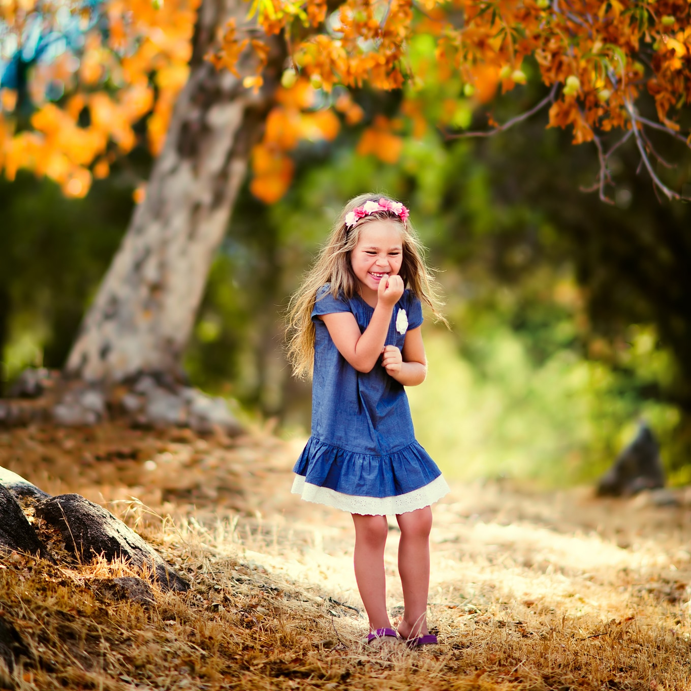 Girl Playing in the Forest