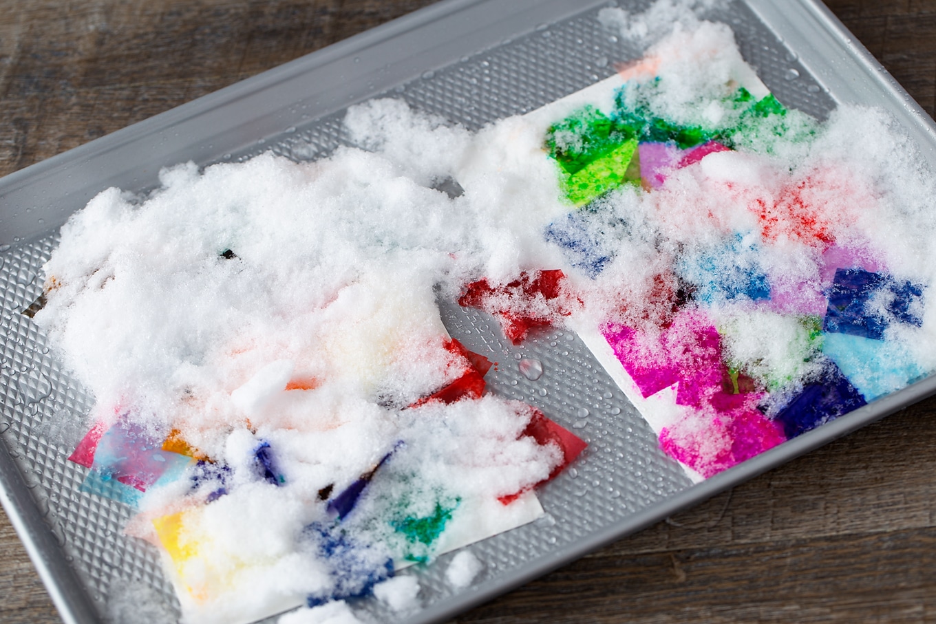 Snow Melting on Bleeding Tissue Paper and Watercolor Paper