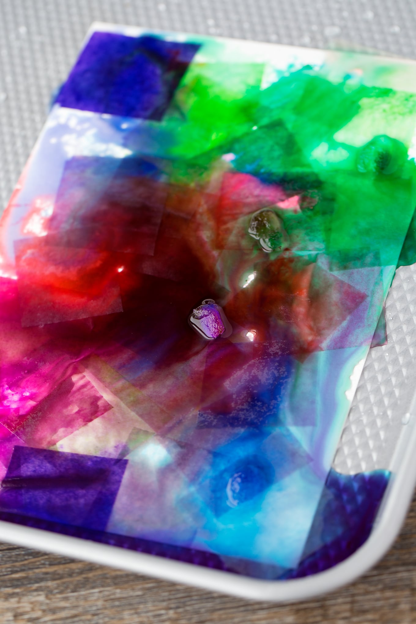 Snowy Day Tissue Paper Art In-Process