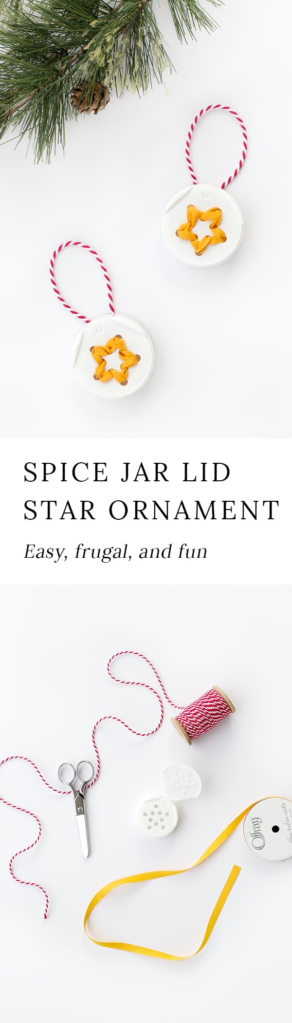 Turn trash into treasure! Kids of all ages will love creating unique Spice Jar Lid Star Ornaments from the lids of spice jars. It's perfect for Christmas!