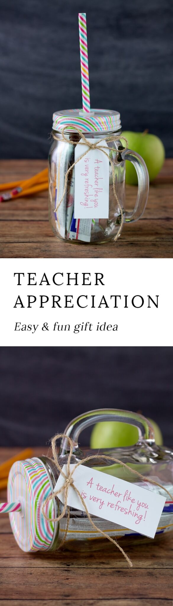 Love this simple and inexpensive Teacher Appreciation Day gift idea! Kids can put it together all by themselves. Includes a free printable!