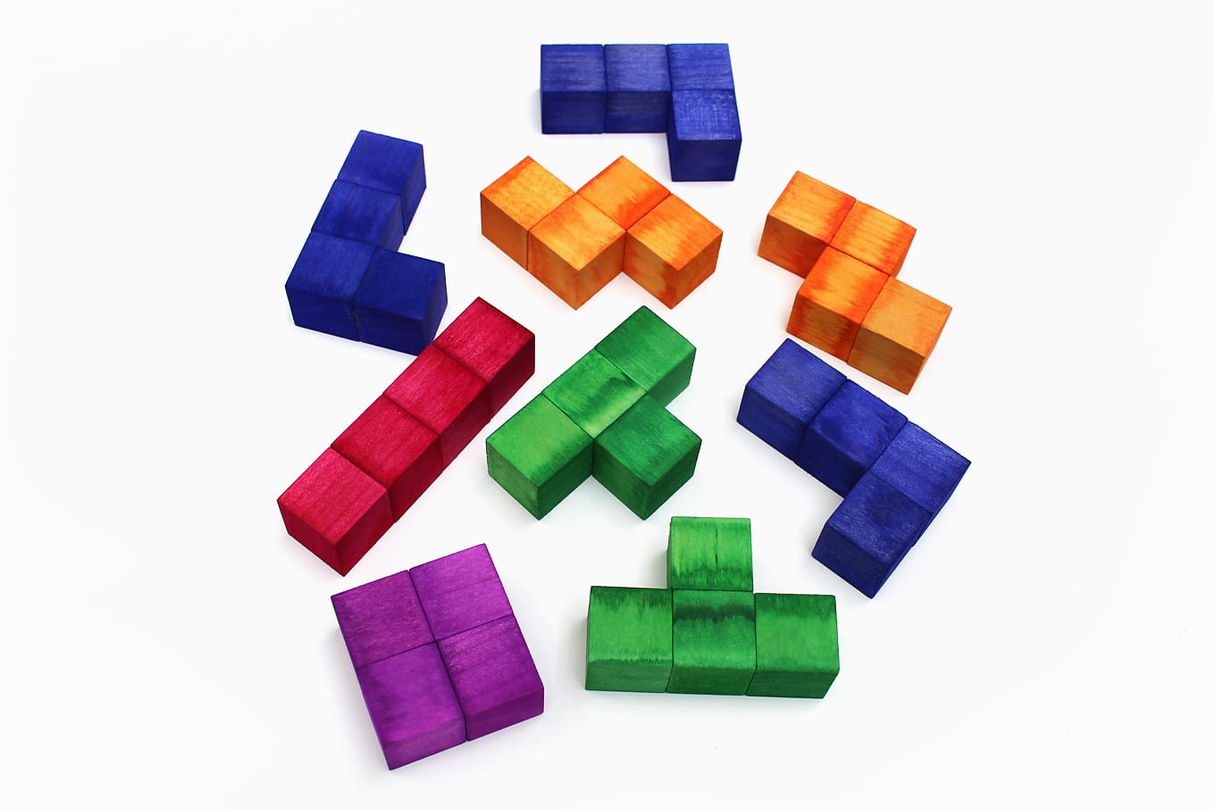 Children of the 80's, get ready to swoon! This vibrant Tetris Inspired Puzzle forms a perfect square when solved! It has more than one solution, and the pieces can also be used as blocks. Tetris Inspired Puzzle