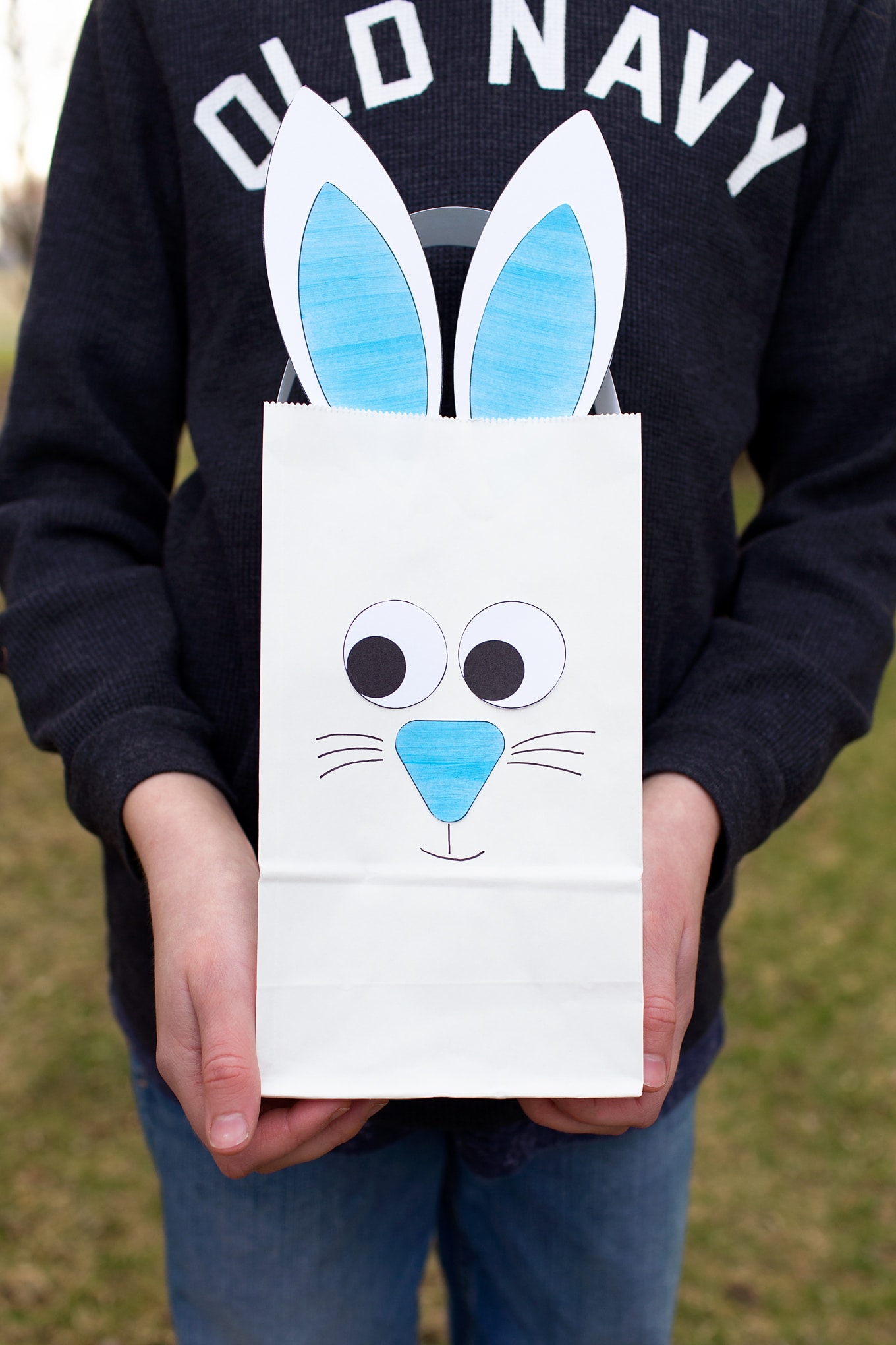 Boy Holding Paper Bag Bunny Boy Holding Paper Bag Bunny