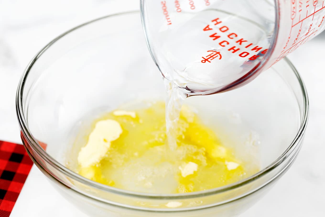 Water Pouring Into Bowl with Gelatin