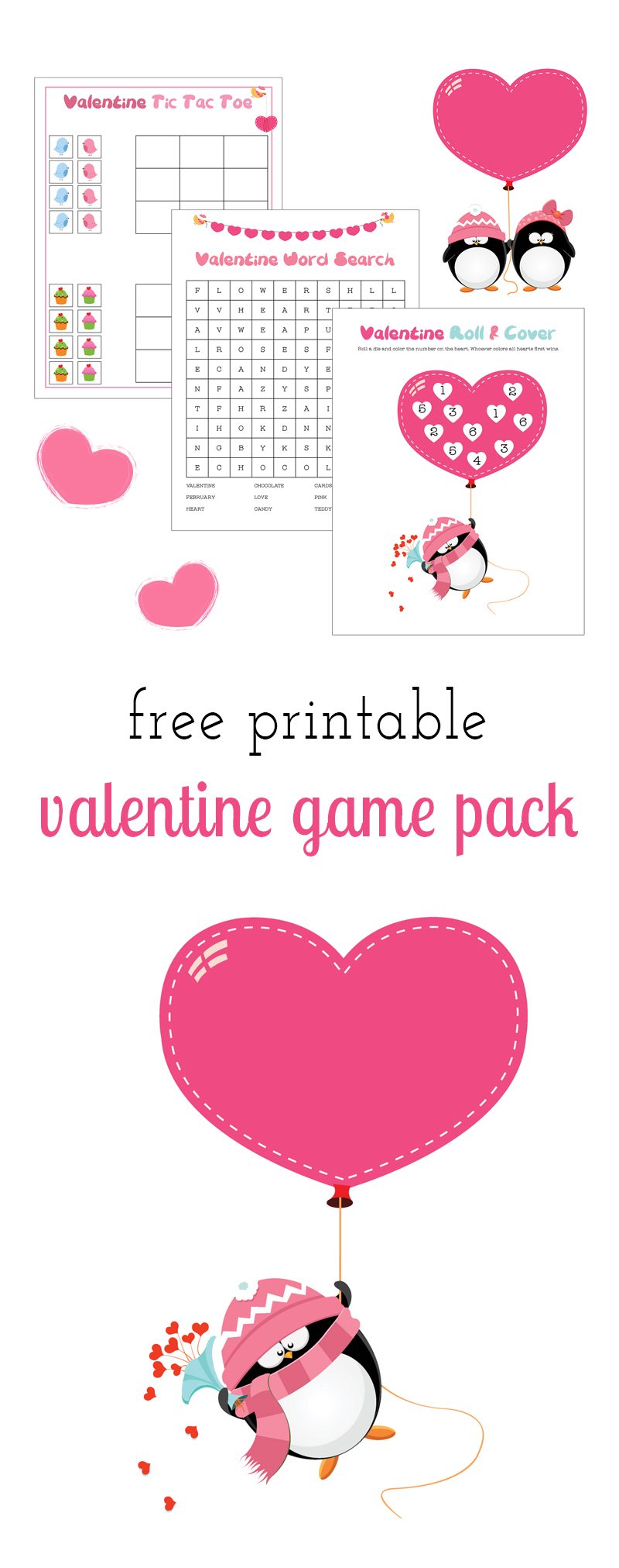 Perfect for school Valentine's Day parties, classroom fun, travel, or keeping busy at home, kids of all ages will enjoy this Free Printable Valentine Game Pack.