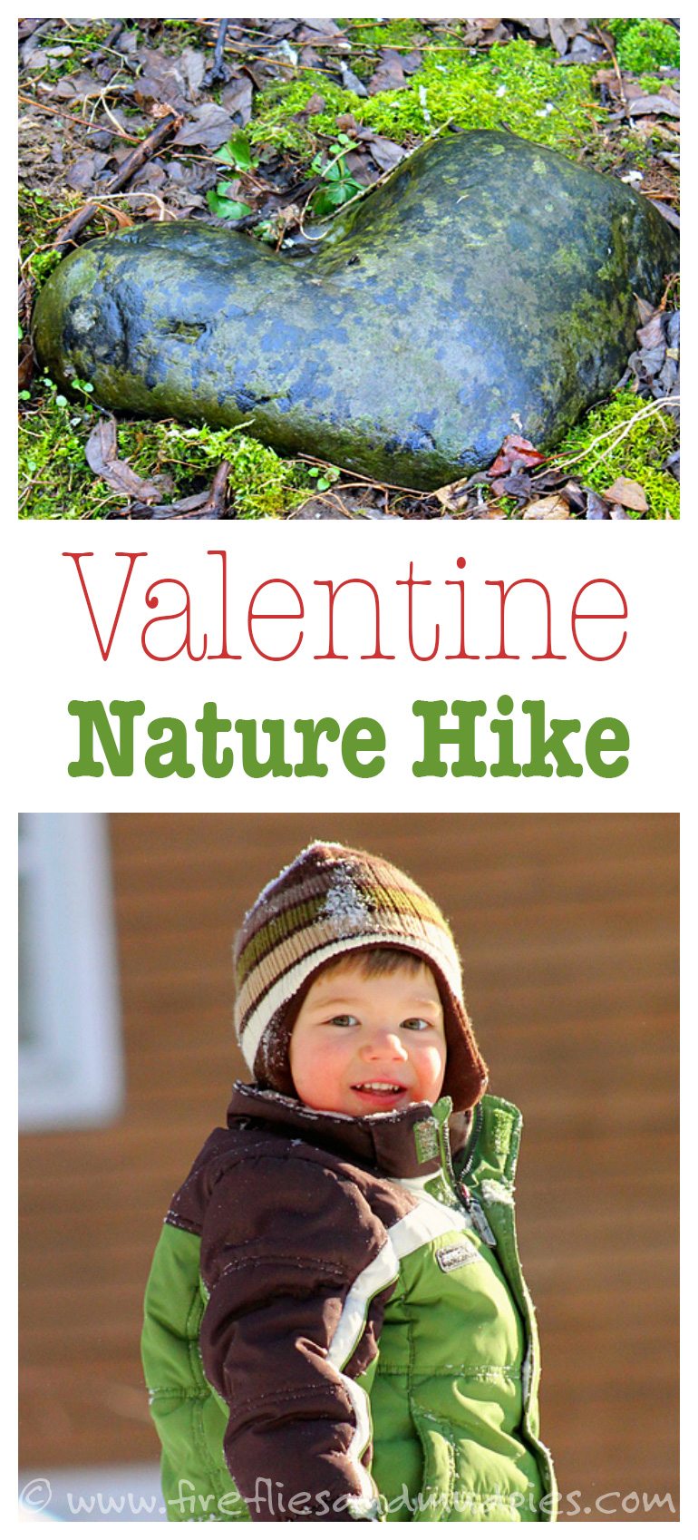 Search for hearts in nature on this fun Valentine Nature Hike! | Fireflies and Mud Pies