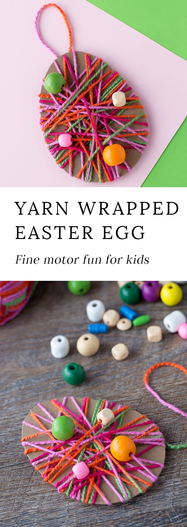 Just in time for Easter, kids can learn how to make a colorful Yarn Wrapped Easter Egg Craft at school or home. Such a pretty fine-motor craft for kids!