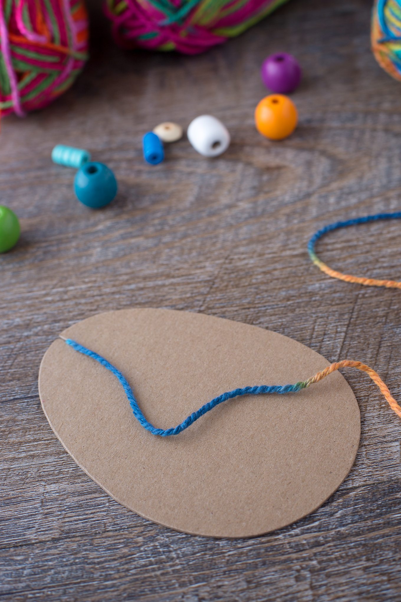Blue Yarn on Cardboard Easter Egg Blue Yarn on Cardboard Easter Egg